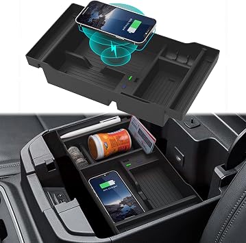 Wireless Car Charger Compatible with Chevy Silverado & GMC Sierra 1500 2019-2022, 2500HD / 3500HD 2020 2021 2022 Center Console Accessory Panel, 15W Qi Fast Charging with USB QC3.0 Ports