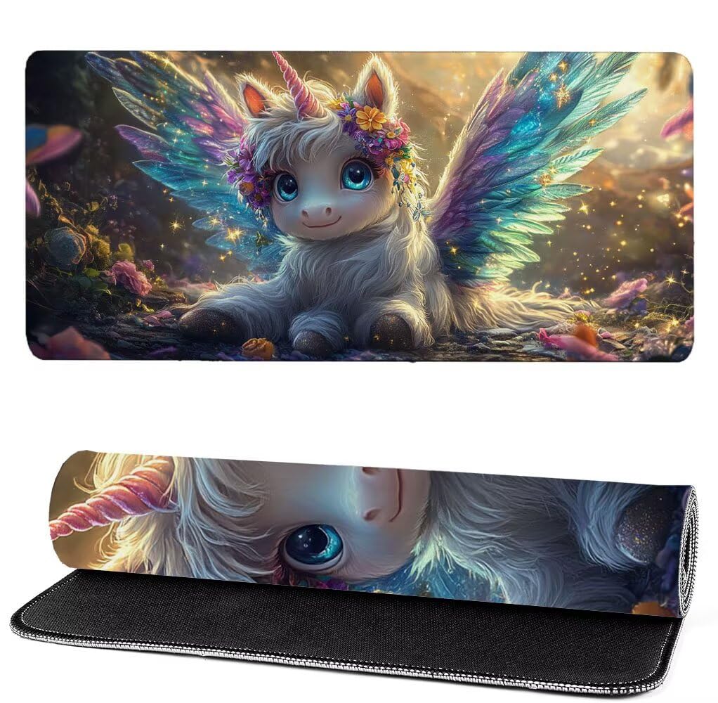 Podkładka pod mysz jednorożec, podkładka pod mysz XXL Animal 1200x600x3mm, duża podkładka pod mysz do gier, przyszyte krawędzie, antypoślizgowa gumowa podkładka pod mysz, do biura i gier, jako