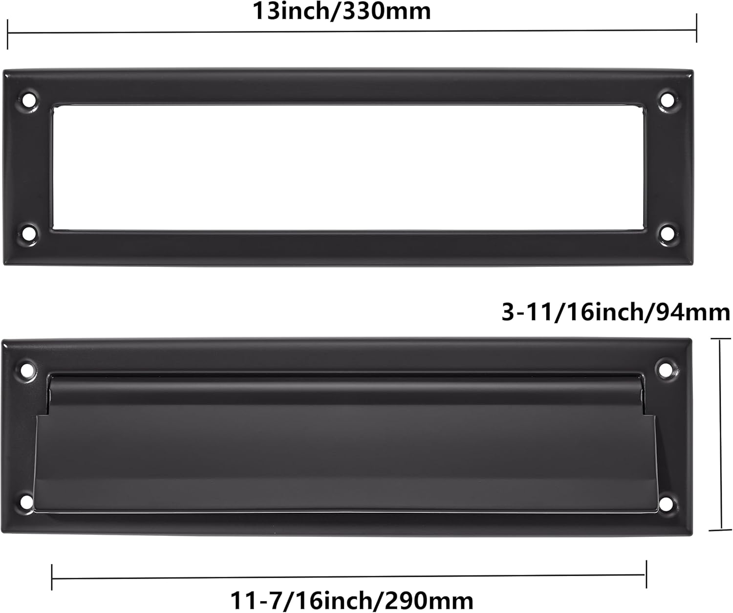 1 Pack 13inch Oil Rubbed Bronze, Solid Brass Heavy Duty Mail Slot with Solid Brass Heavy Duty Inner Frame for Use in Slots for Doors