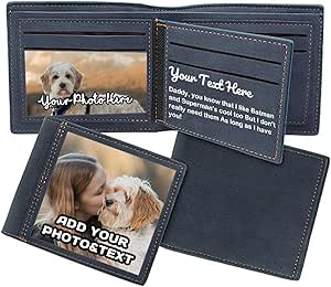 Personalized Leather Wallet For Men &ndash; Engraved Name Initial, Custom Monogram In 5 Colors &amp; 6 Designs &ndash; Ideal Gift For Husband, Dad, Boyfriend, Wedding, Christmas, Anniversary, Birthday, Gifts For Man