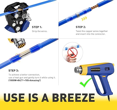 Miniatura 7 de haisstronica - 200 conectores de cable de sellado de soldadura, a tope, autosoldadura para marina, estéreo (20 amarillos, 50 blancos, 65 rojos, 65