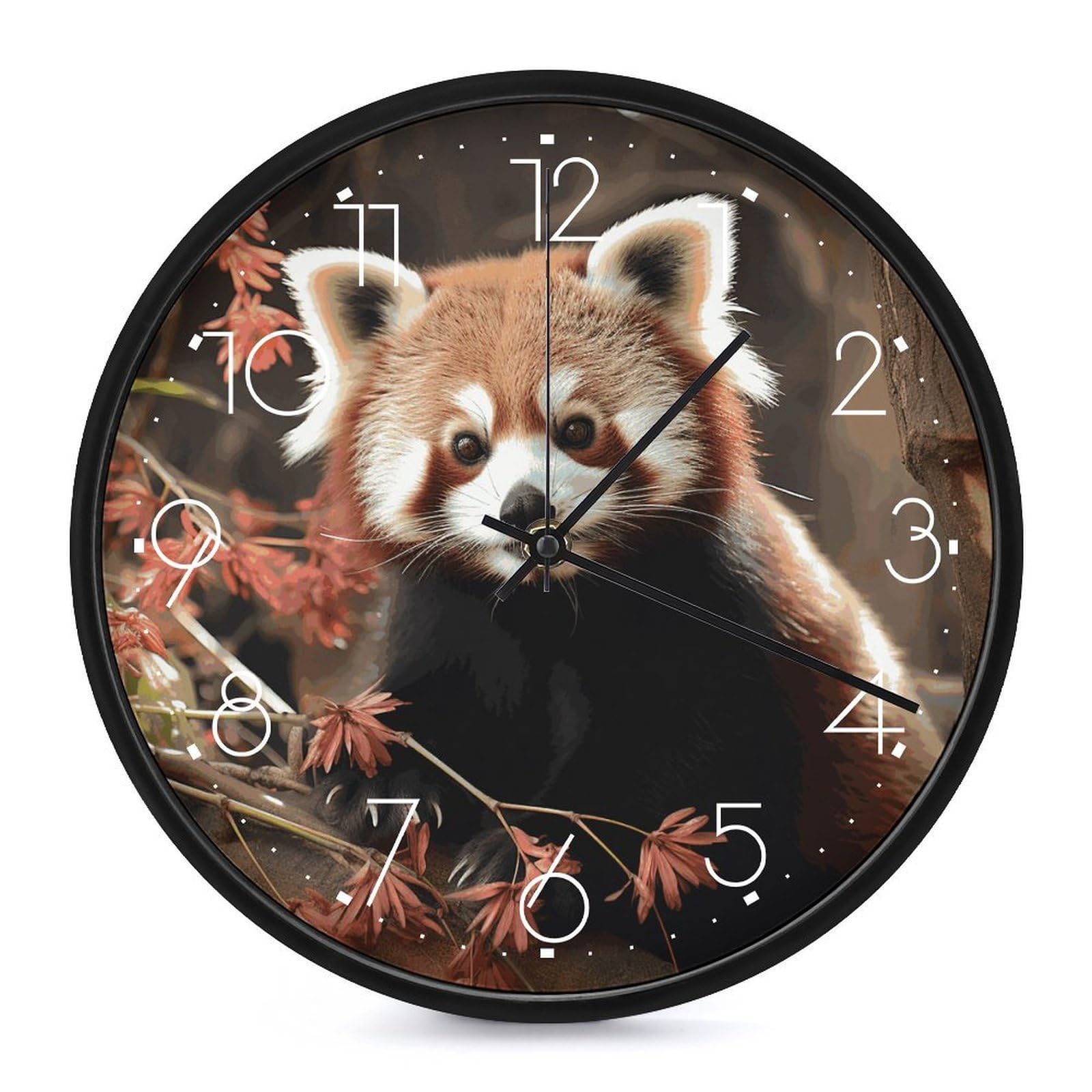 Horloge murale design pandas rouges pour chambre bébé et salon apaisant