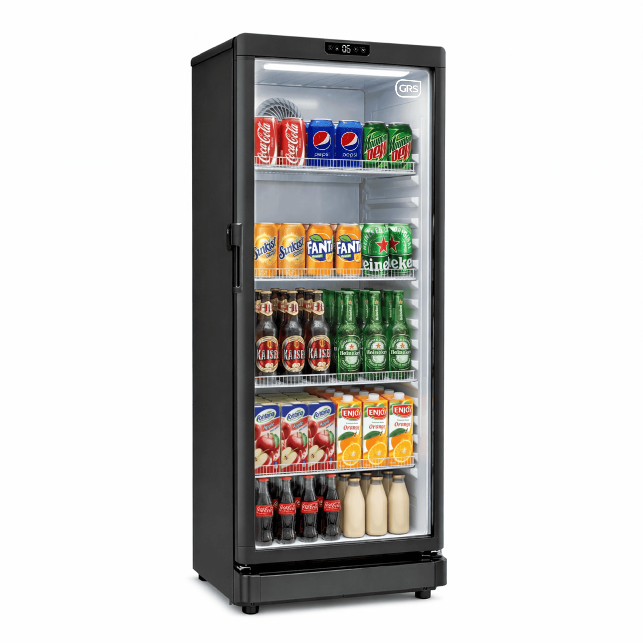 Photo 1 of GRS Commercial Display Refrigerator with Glass Door Lock | Cool Air Flow & Temperature | Beverage Cooler, Drink and Wine Fridge with Adjustable Display Shelf for Stores and Bars | Black, 7.1 Cu. Ft