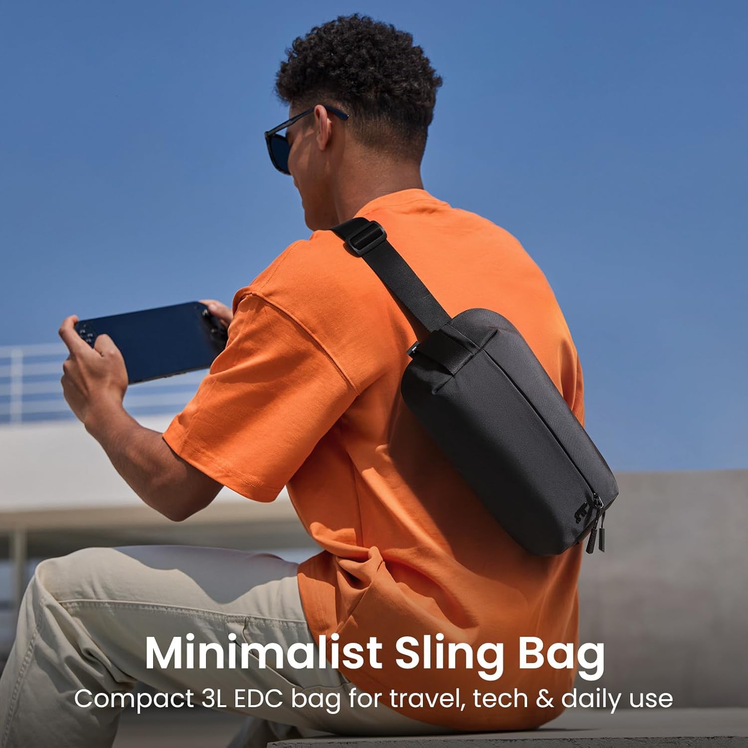 tomtoc Compact EDC Sling Bag 3L-10L, Minimalist Crossbody Bag Chest Shoulder Pack for Men Women, X-pac/Recycled Polyester - Image 2