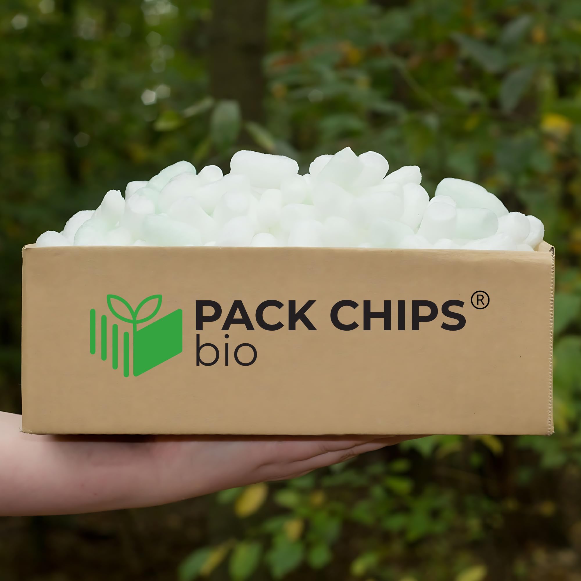 Verpackungschips Füllmaterial 400 L - Antistatische Polsterchips - Füllmaterial für Pakete - Verpackungsmaterial BIO - 100% Natürlich Abbaubar aus Stärke