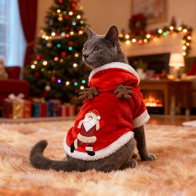 Foto 5 de 7 de Ropa de Navidad para Perros y Gatos, Disfraz de Navidad para Mascotas, Disfraz Gato de Navideño