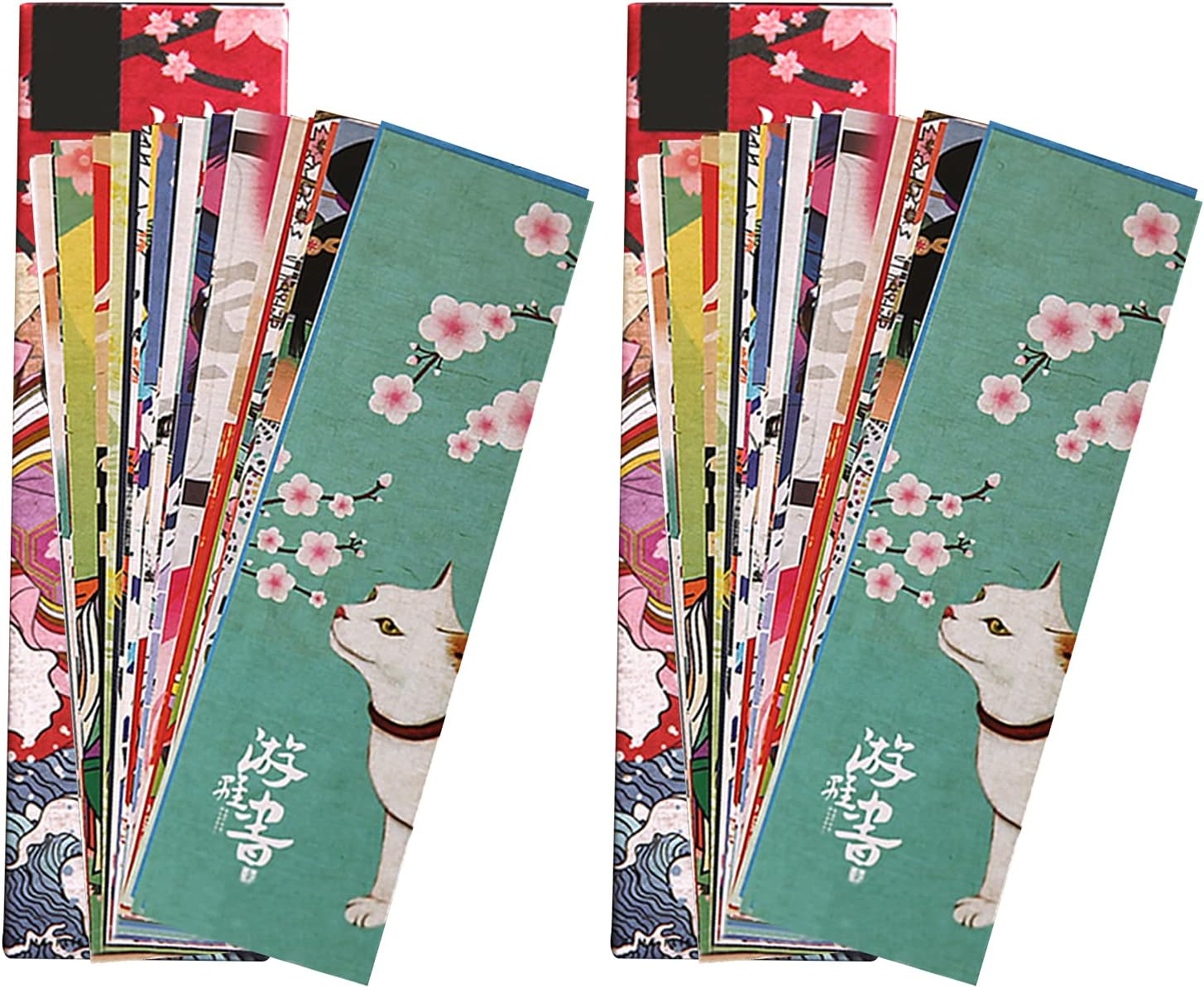 60 Sheets Vintage Japanese Style Paper Bookmark Set - Creative Writable Paper Book Marks Gift for School Students, Book Friends as Reading Markers