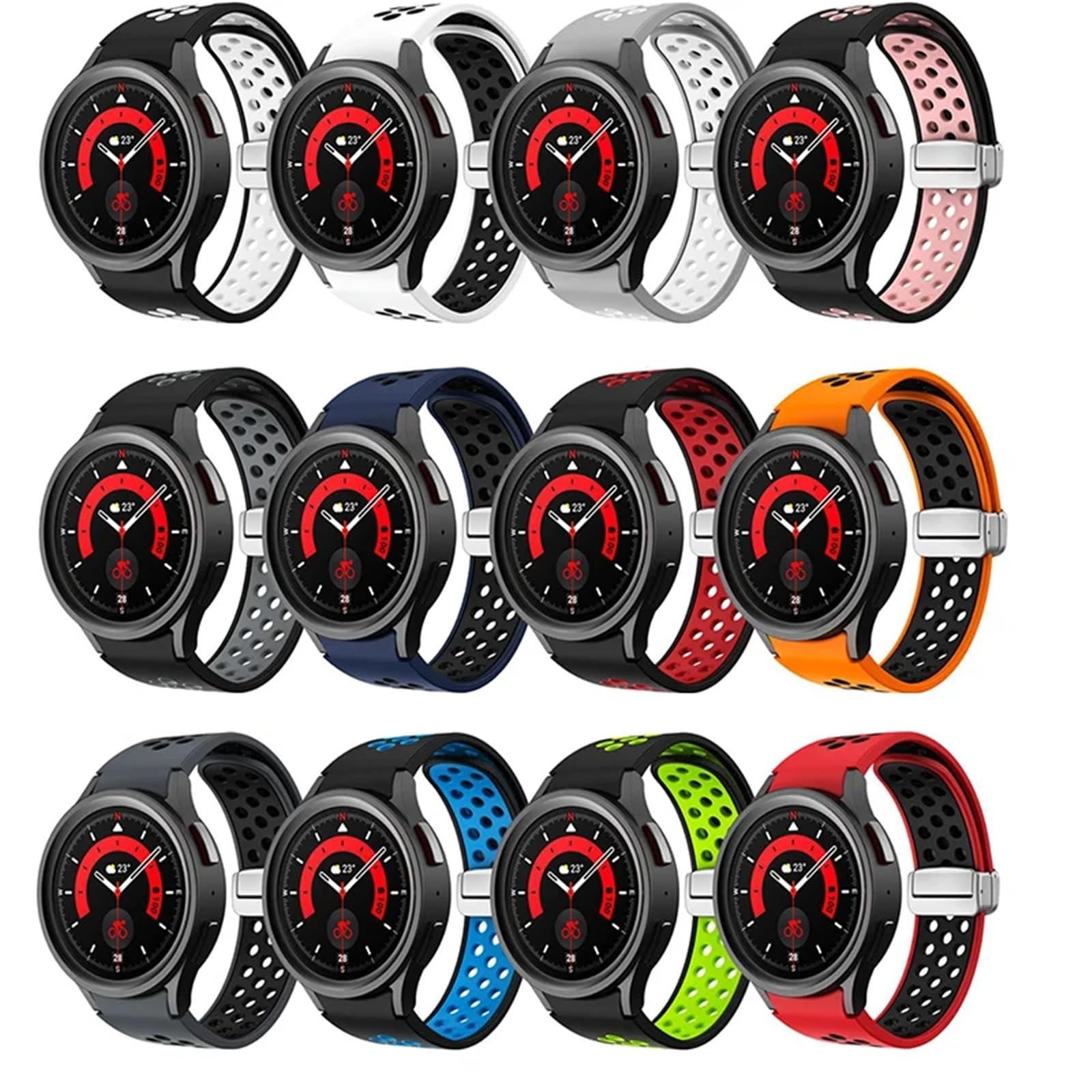 EPANO Bracelet en Silicone pour Samsung Galaxy Watch 6 Classic 43mm 47mm 5Pro 45mm, bracelet à boucle magnétique pour Galaxy Watch 6 5 4 40mm 44mm