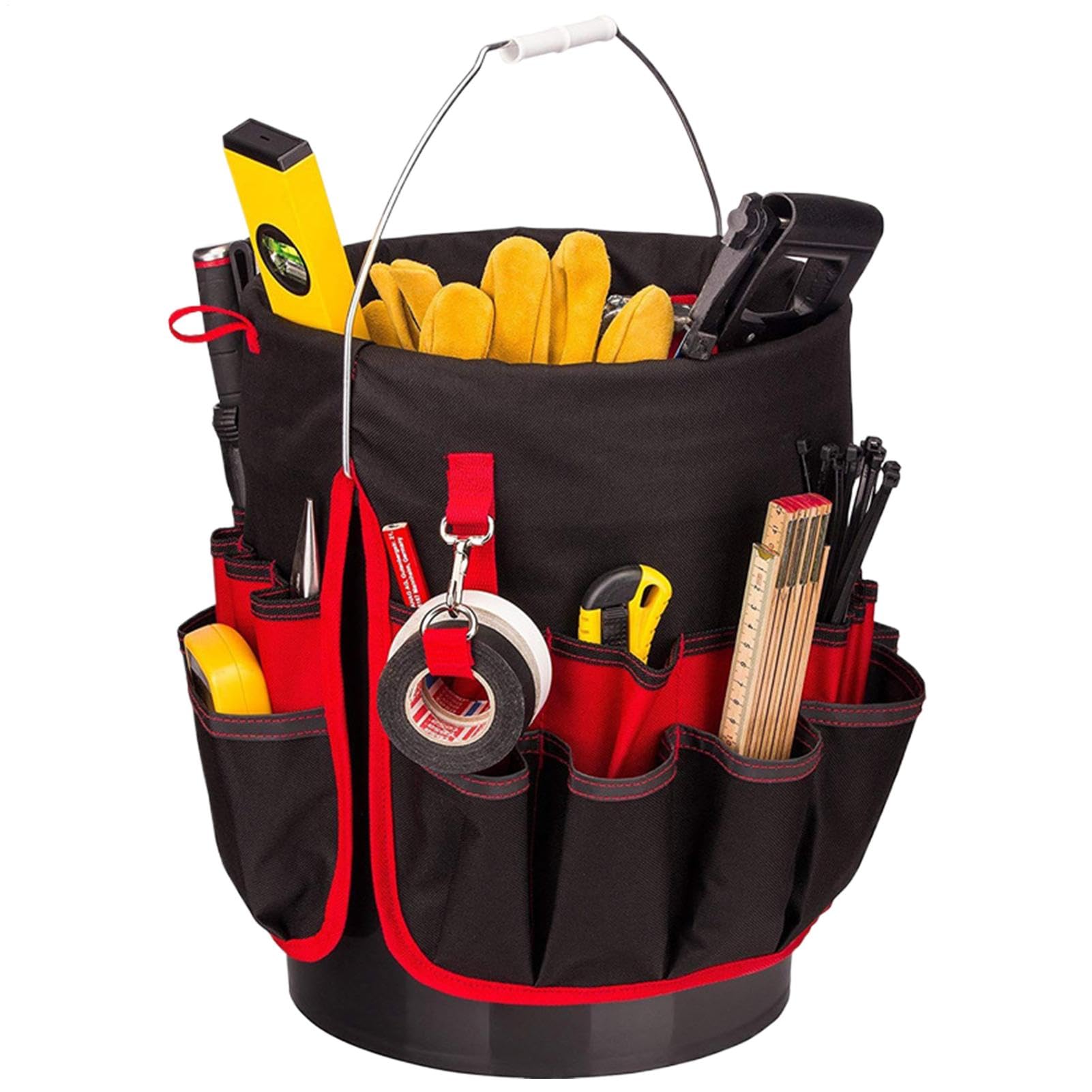 Sac à outils avec poignée - Sac de ceinture à outils multifonction avec plusieurs poches | organisateur de seau étanche, seau multi-usage portable, organisateur de seau à outils D