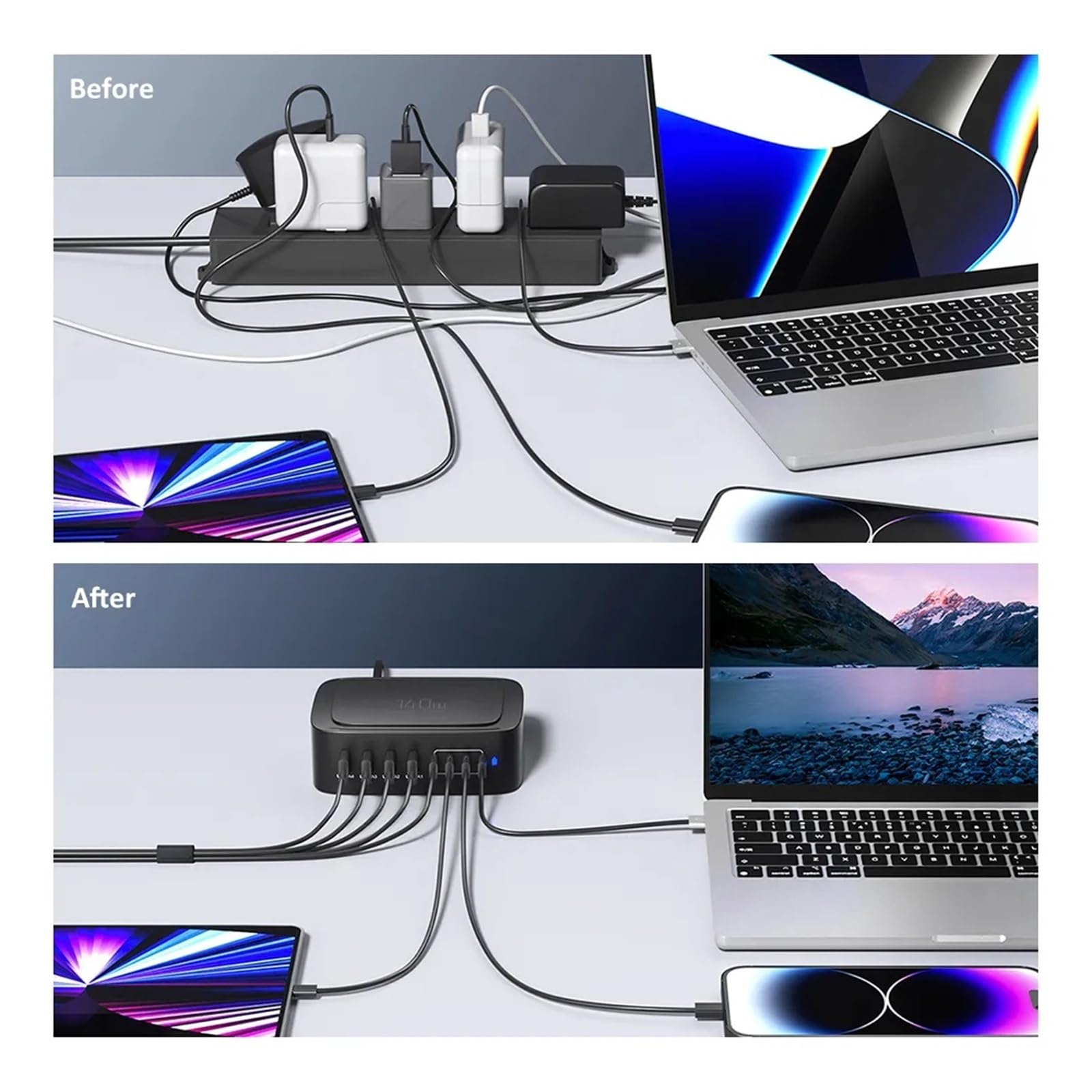 Ładowarka USB C Z 8 Portami I Mocą 140 W. Szybka QC3.0 PPS Technologia Szybkiego Bezpiecznego ładowania