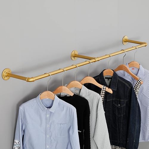 Miniatura 3 de Perchero industrial para ropa de tubería montado en la pared, estante de ropa vintage al por menor, perchero de ropa comercial de metal para colgar