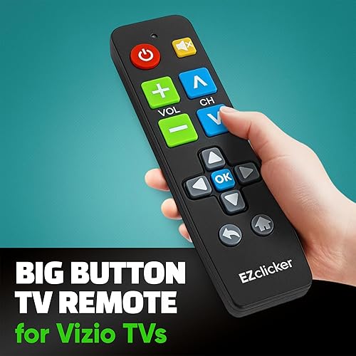 Miniatura 2 de Vizio - Control remoto universal para TV con botón grande, solo para todos los Vizio (negro) simplificado y fácil de usar (2 pilas AAA no incluidas)