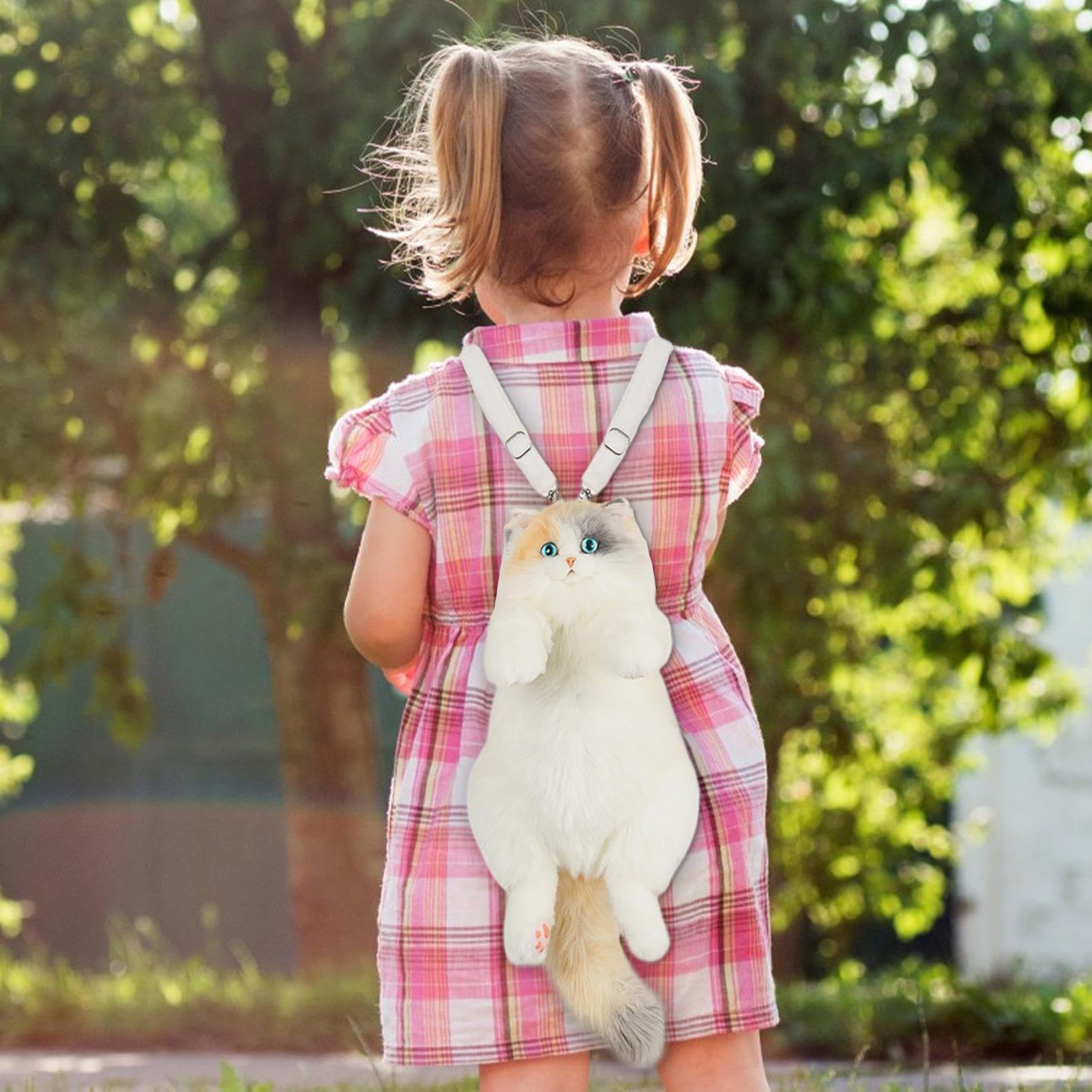 Mochila De Gato Simulado Peluche Forma Artesanal Gatito Calicó Hecho A Mano | Mochila De Peluche Animal Con Forma De Gato Para El Día A Día, Amigas, Mujeres, Niñas, Adultos, Niños, Compras Y Viaje