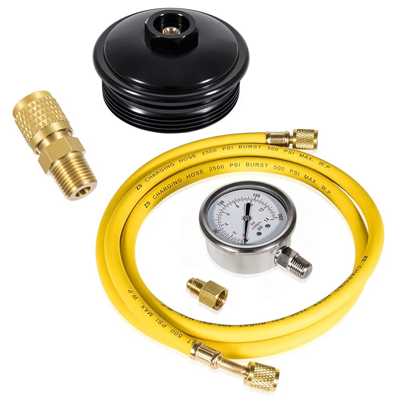 Kit de teste de pressão de combustível com tampa de filtro em alumínio usinado E-cowlboy para Ford Powerstroke Diesel 6.0 2003–2007 F-Series e E-Series