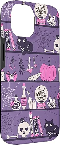 Miniatura 6 de Caja de herramientas de bruja mágica vintage para iPhone 13, estuche morado de Halloween