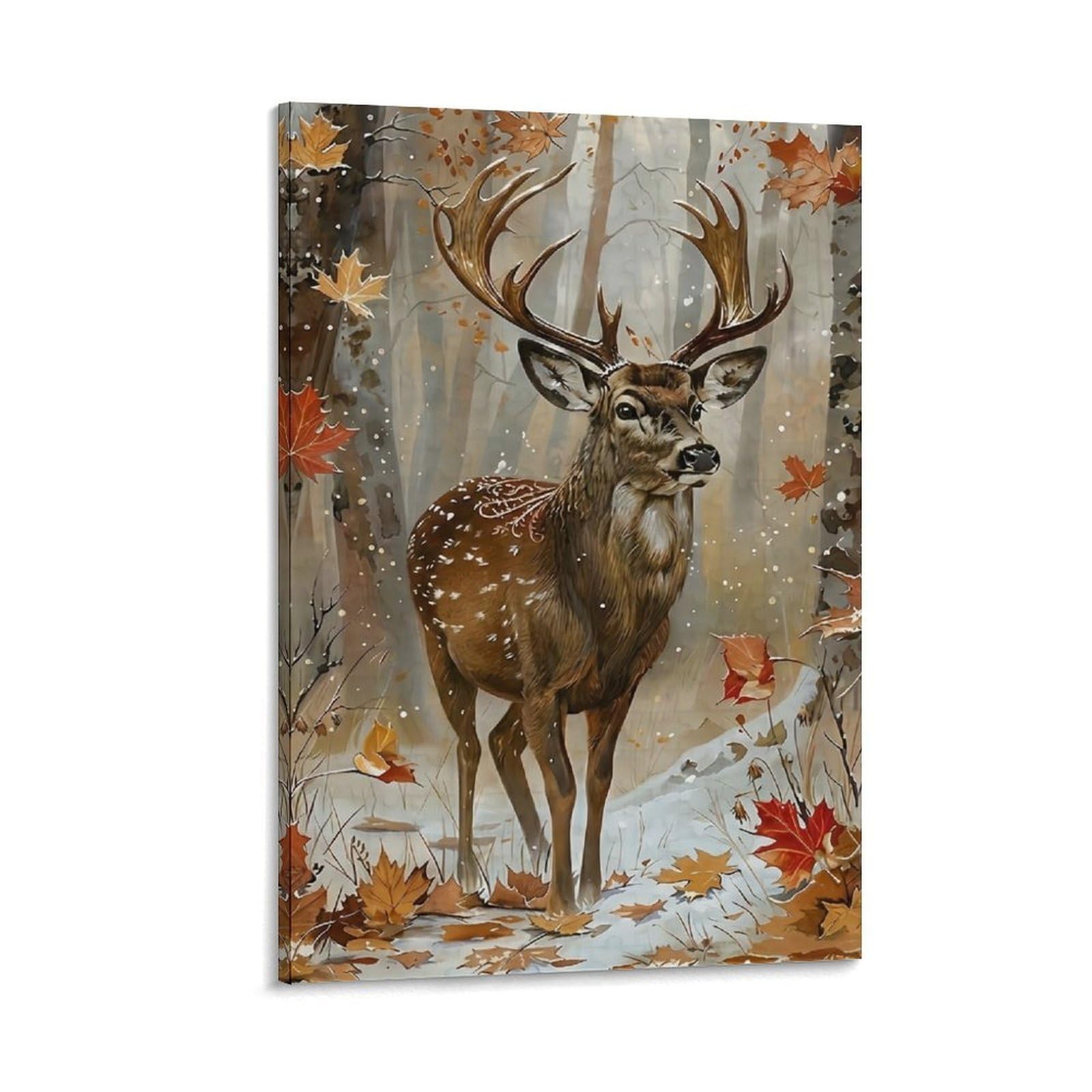 DHBANEIOK Deer in Snowy Forest Wall Decor Poster Giclee Canvas Prints Modern Canvas Wall Art Picture Wall Hanging for Office Gym Living Room Decor 20x30inch(50x75cm)