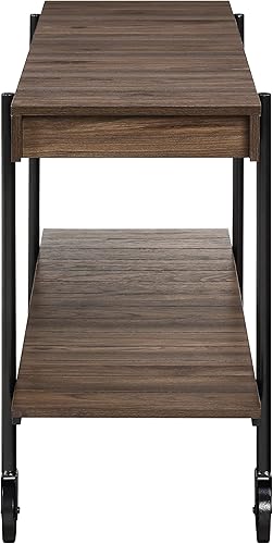 Miniatura 48 de Furniture of America Cleon Industrial - Juego de mesa de sofá y mesa de sofá con ruedas para sala de estar, color negro y roble rústico (3 piezas)