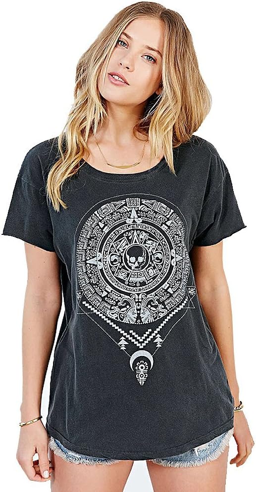 Women's Street Punk Totem Printed Short Sleeve O Neck Cotton T Shirt