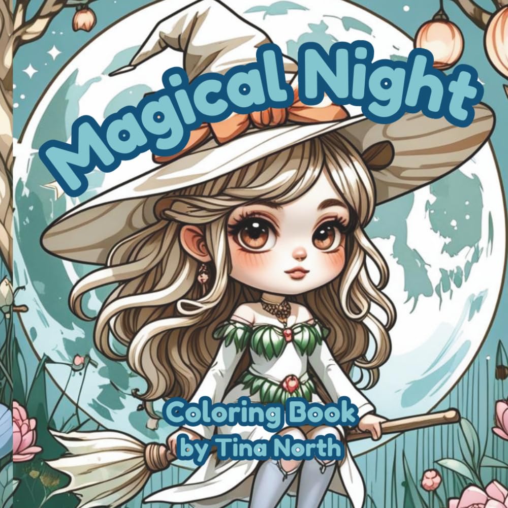 Magical Night: A Kawaii Witch Coloring Book for Relaxation and Creativity