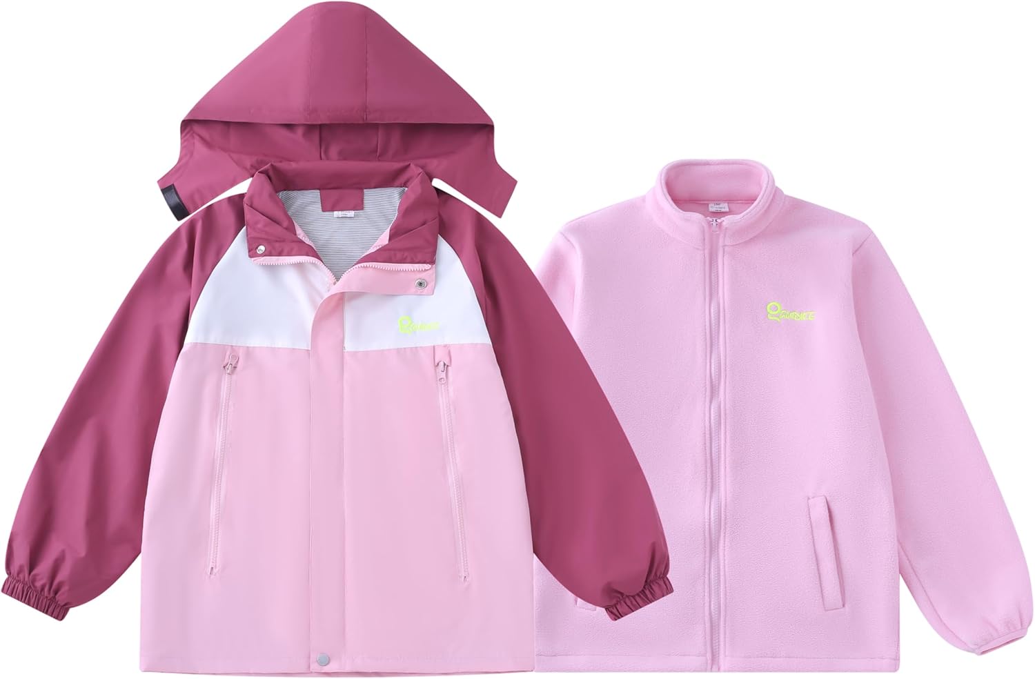 Kids Windproof 3-in-1 Winter Jacket, Hooded Water-Resistant Thick Coat with Detachable Fleece for Boys Girls