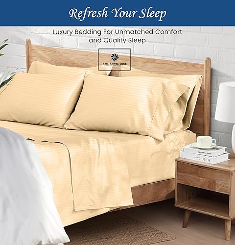 Miniatura 7 de Juego de sábanas de algodón Pima peruano de 1000 hilos, tamaño Queen, 4 piezas, se adapta a bolsillos de hasta 10 a 12 pulgadas de profundidad