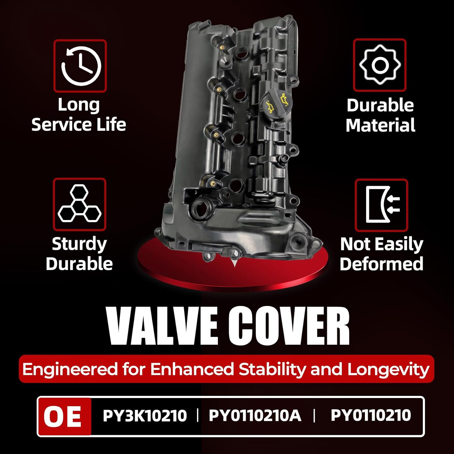 MITZONE Valve Cover Compatible with Mazda 3 2014-2018 Mazda 6 2014-2020 CX5 2014-2017 CX-30 2020 2.5L L4 L4 Naturally Aspirated Replace PY0110210A