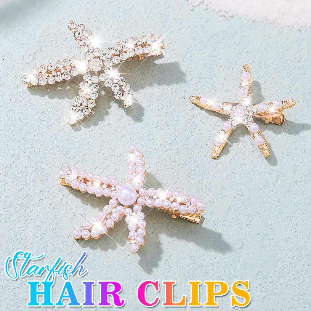 CAKURE Starfish Hair Clip Gold Seashell Hair Clips Mermaid Hair Accessories for Women and Girls (Pack of 3) (a-gold) image 2