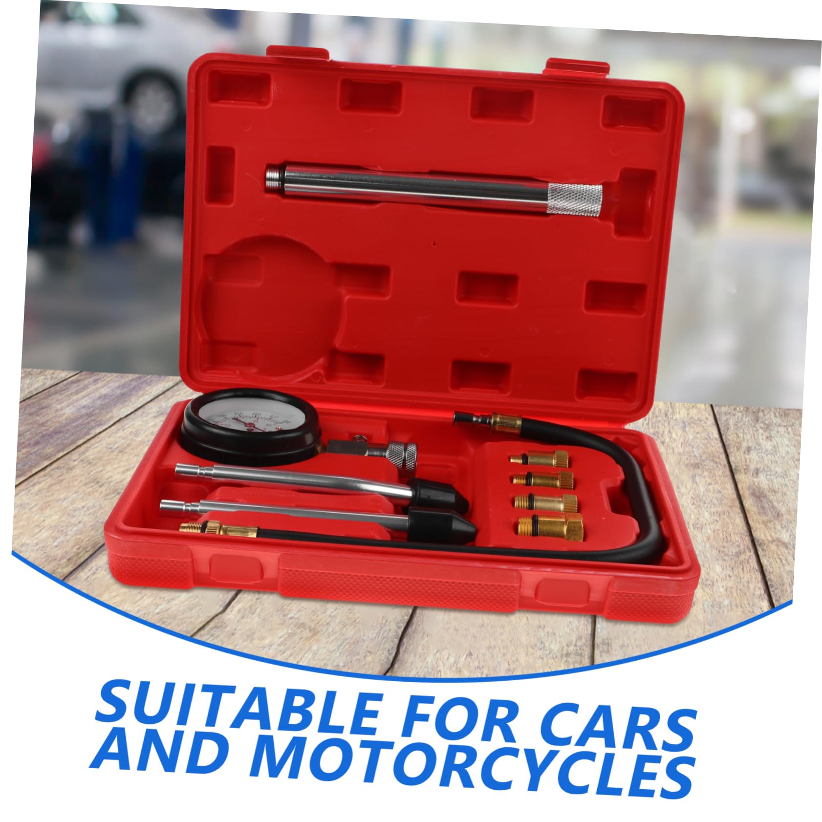 PRETYZOOM Juego de Comprobador de Compresión para Motocicletas y Coches Manómetro de Aleación de Aluminio, Herramienta Fácil de Operar para Mantenimiento y Reparaciones