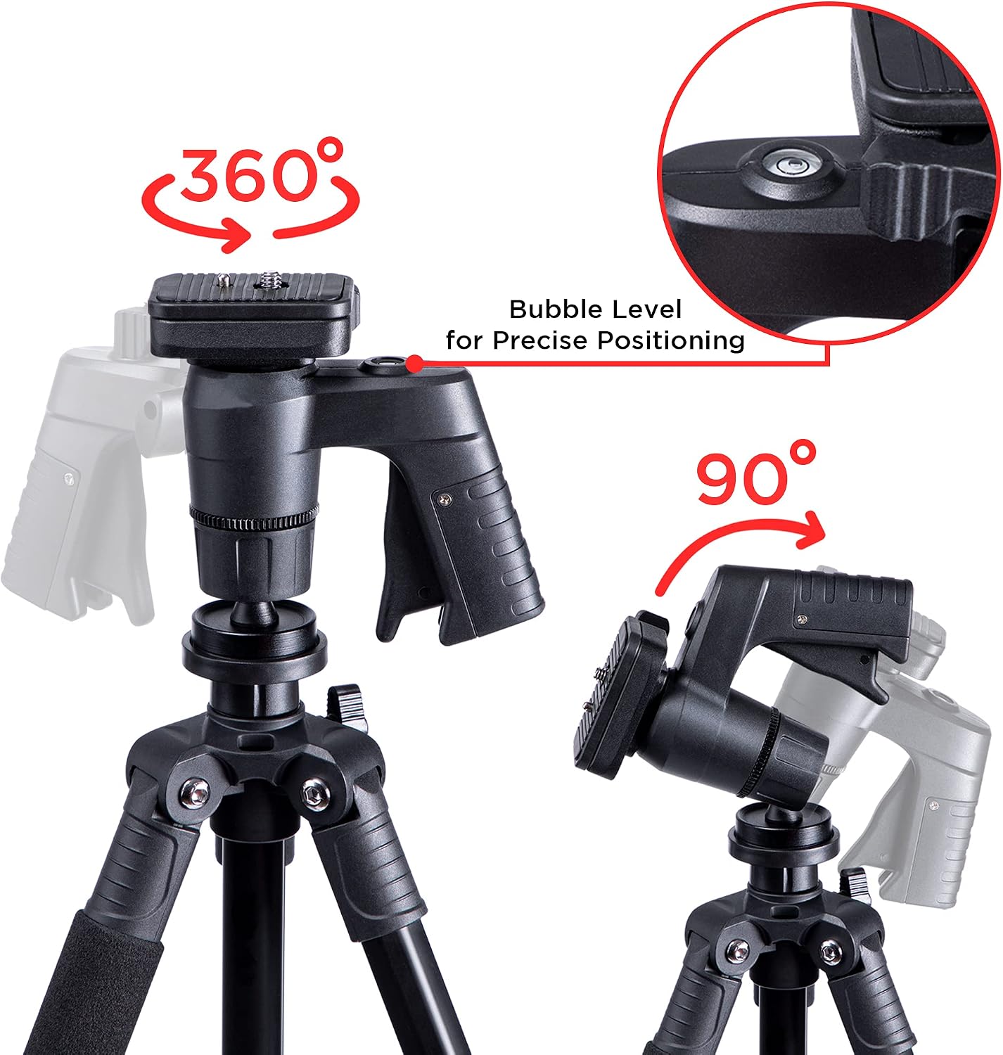 Merkury Innovations Adjustable Tripod for Cameras and Camcorders, 360 Degree Trigger Handle, Lightweight Quick Setup Video and Photography Tripod, Extendable to 54",MI-TB254-101