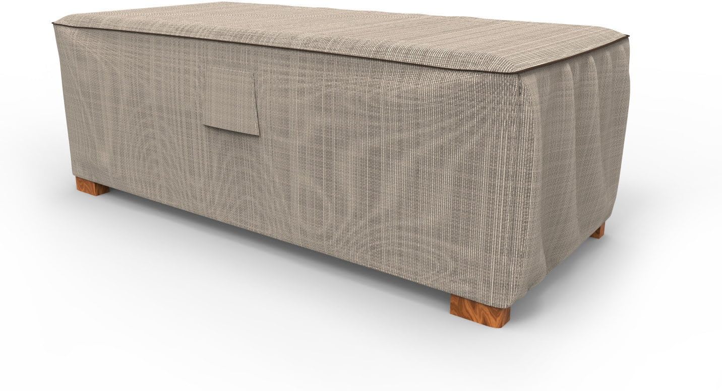 Budge P4A04PM1 English Garden Slim Patio Ottoman/Coffee Table Cover Heavy Duty and Waterproof, Large, Two-Tone Tan