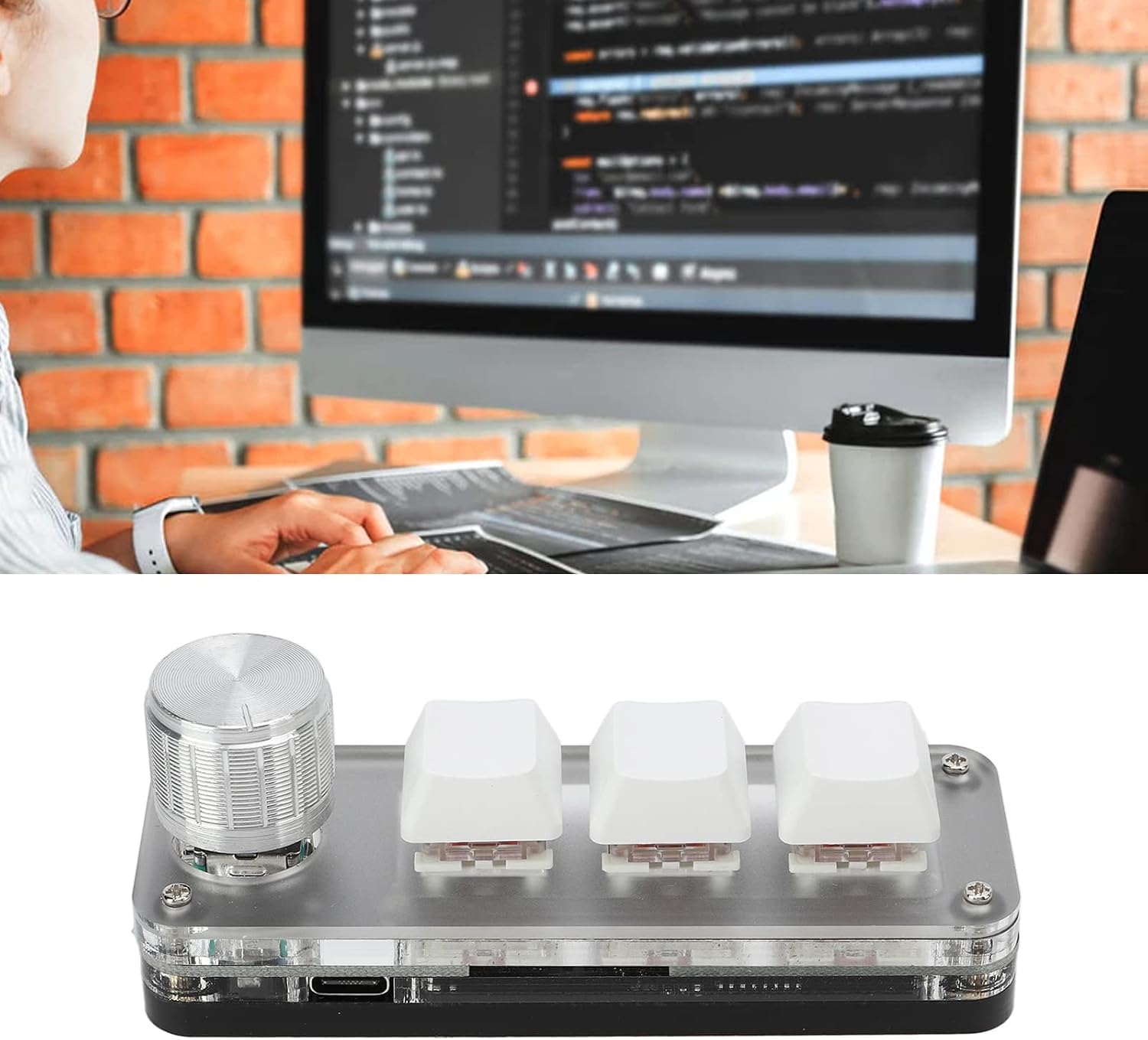 Dioche One Handed Gaming Keyboard connected to a computer