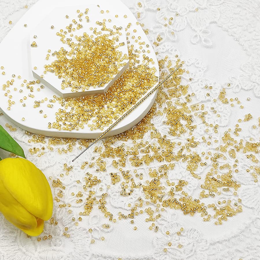 Transparent Gold Color 2mm Seed Beads About 9800pcs/110Grams in Bag - Image 4