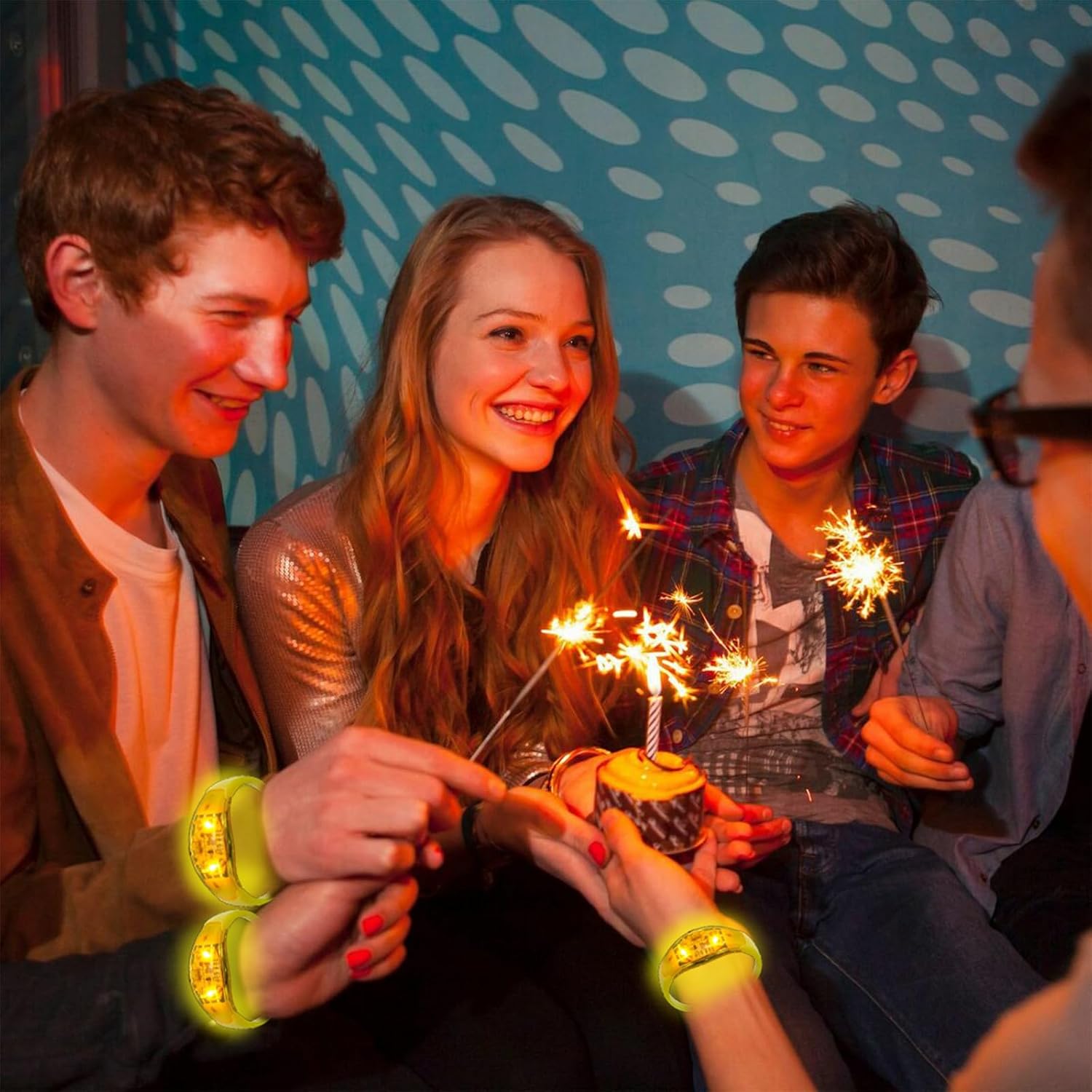 24 Pcs LED Glow Bracelets Sound Activated Led Flashing Bracelet Music Control Light Up Bracelets,Glow in The Dark Party Supplies For Birthday Carnival Concerts Night Events Christmas Gift (yellow)