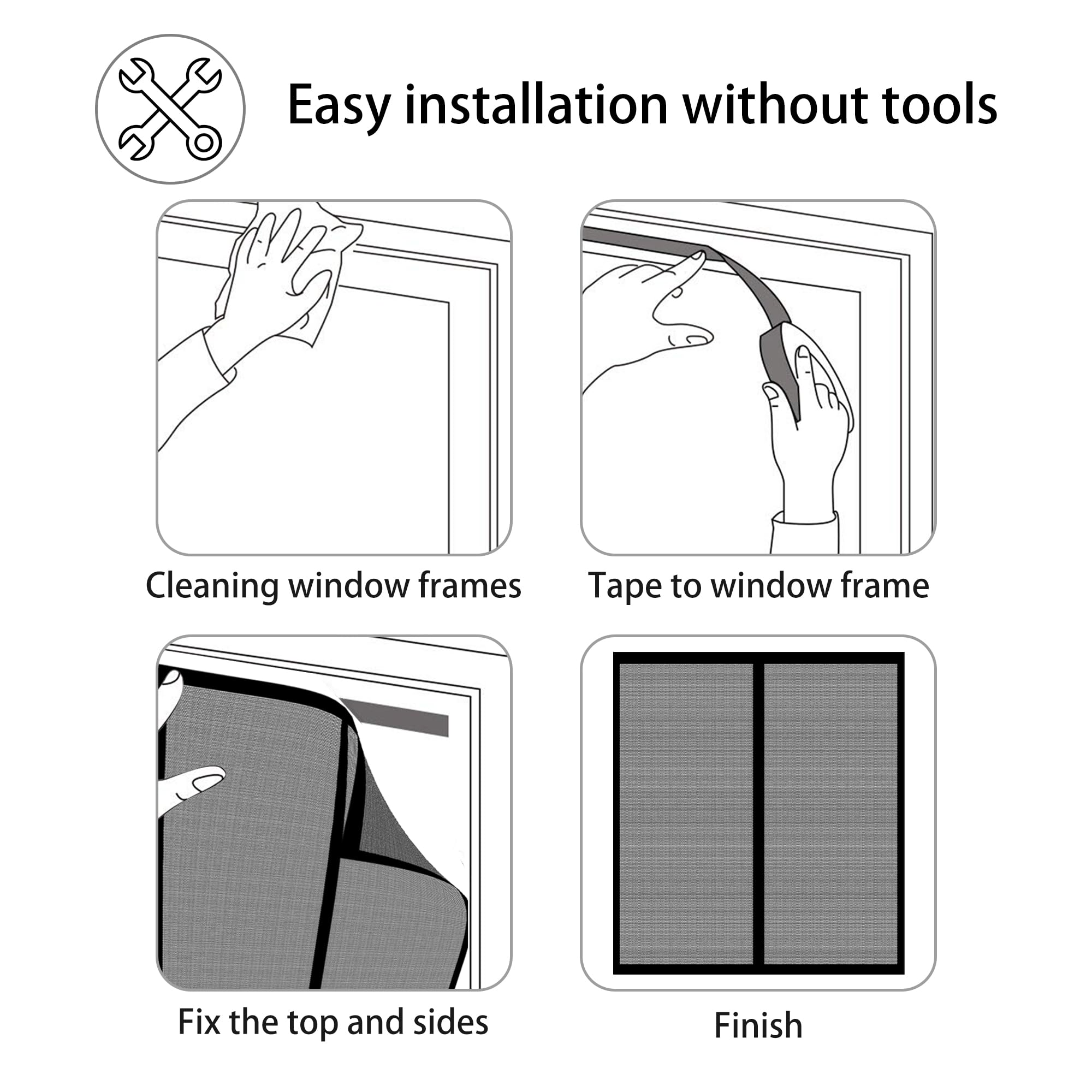 Moustiquaires pour Fenêtre 72 x 98 cm Moustiquaire sur Mesure pour Empêcher Les Insectes D'Entrer pour Fenetre Portes, Noir