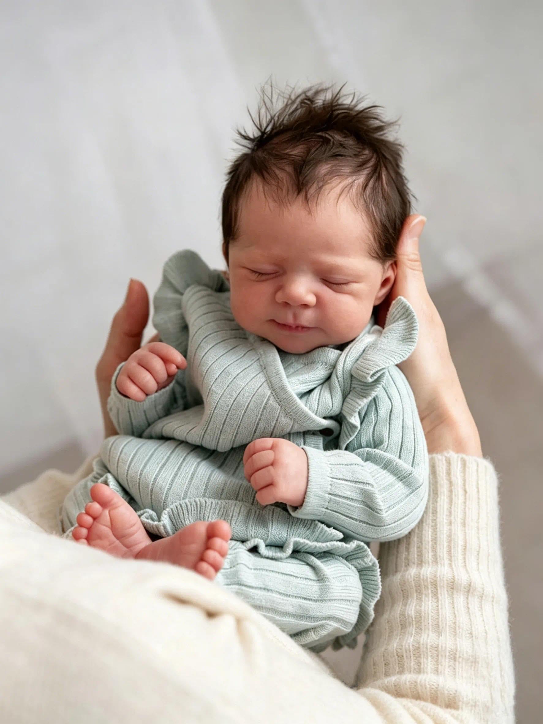 Zero pam Reborn Baby Mädchen - 45 cm Babypuppe Weichkörper Puppe Lebensecht Mit Haaren, Realistische Baby Reborn Mit Haaren Lebensecht Baby Wie Echtes, Reborn Puppe Für Kinder 3+
