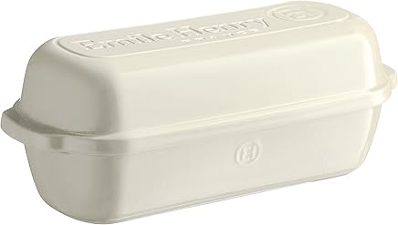 Emile Henry - EH349503 - Molde para Pan rústico Fabricado en cerámica - Dimensiones: 39,5 x 16,5 x 15 cm, cerámica, Lino, 39,5 x 16,5 x 15 cm