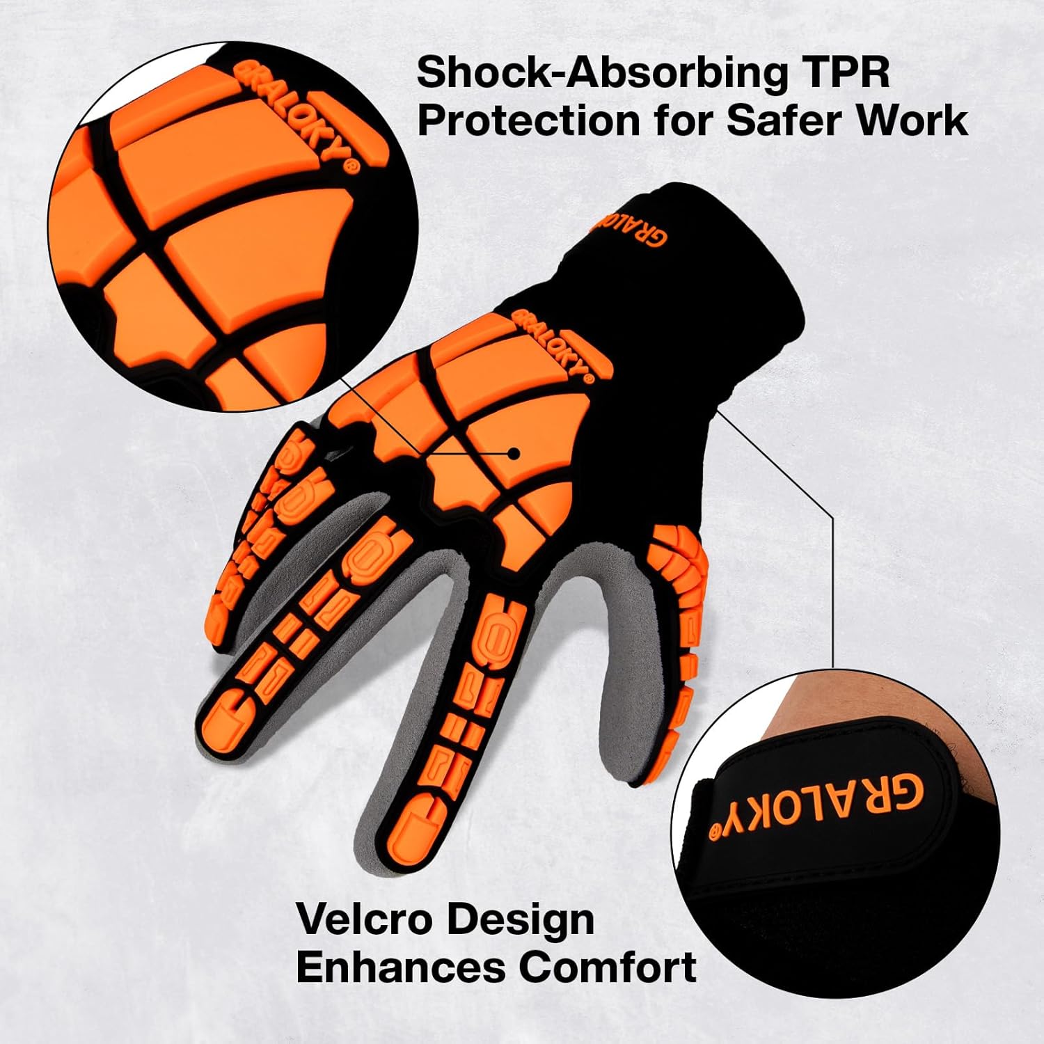 Safety Work Gloves for Men Women, Impact Work Gloves, Cut Resistant Gloves with TPR, Touchscreen Nitrile Grip Gloves - Image 2
