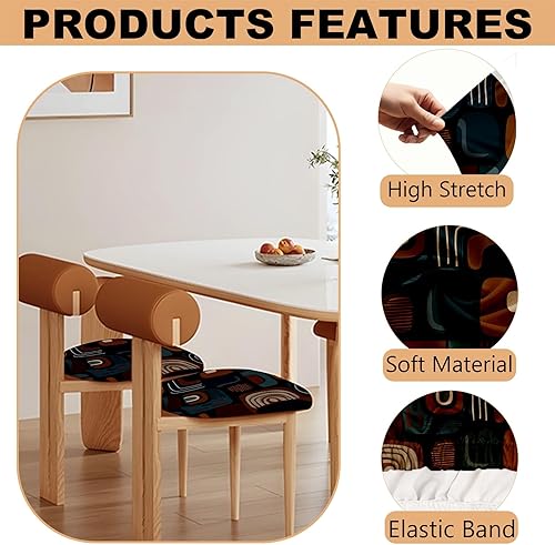 Miniatura 4 de Chair Seat Covers - Waterproof Stretch Printed Dining Room Chair Cover with Elastic Ties Removable Washable Dining Upholstered Chairs Protector