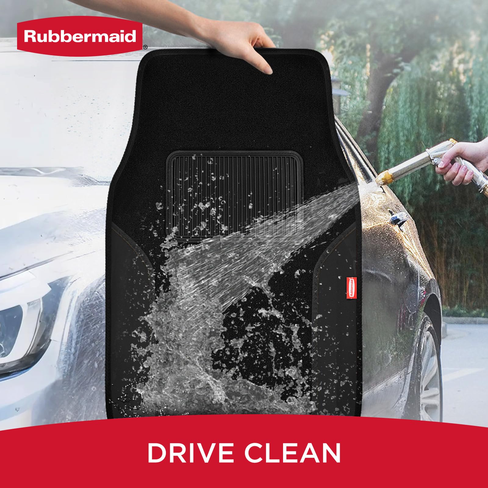 Rubbermaid Car Mats Carpeted Floor Car Mat with Faux Leather Built-in Heel Pad Two-Tone Car Rug Floor Mats — view 5