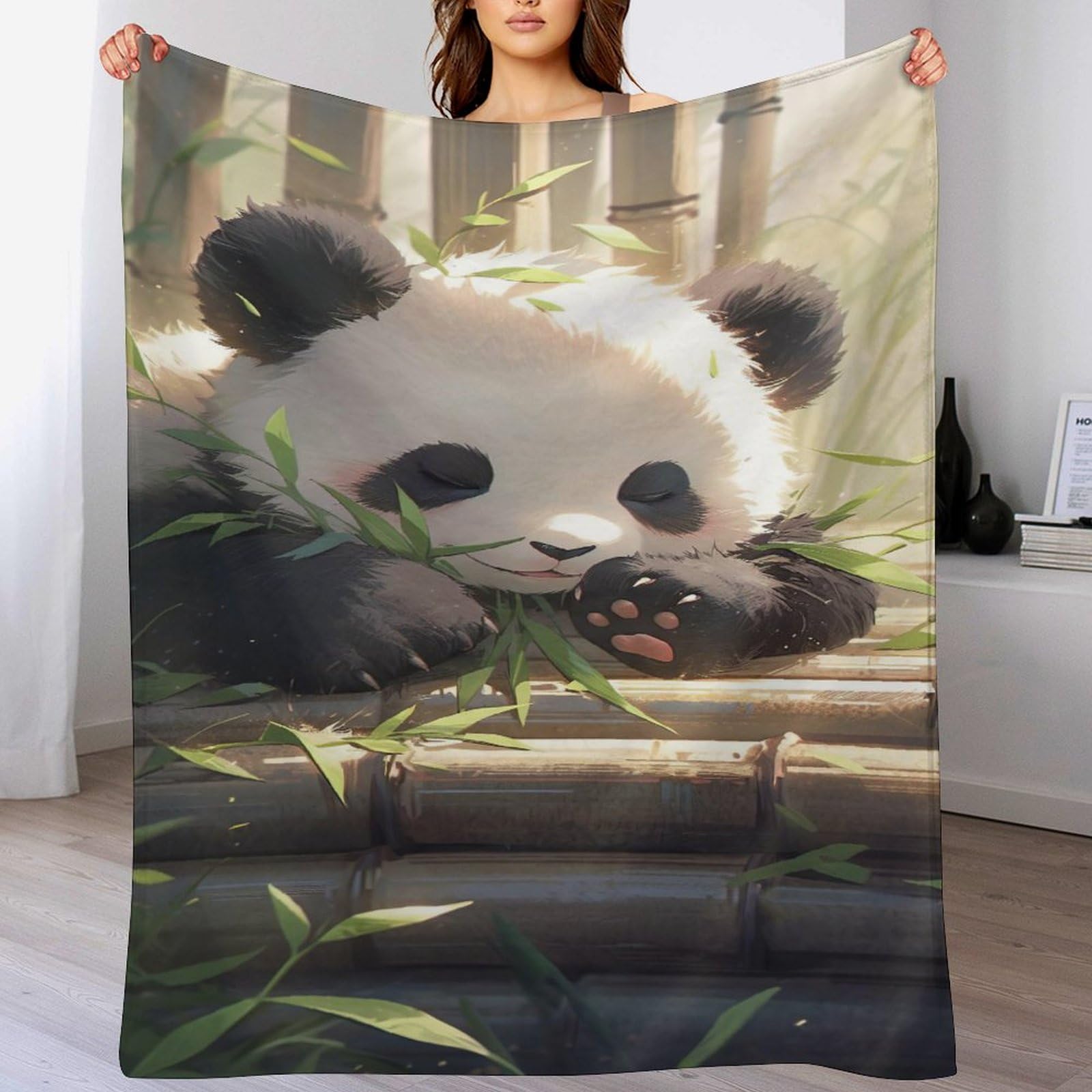 Couverture en flannel thermique et respirante 140x180cm motif panda