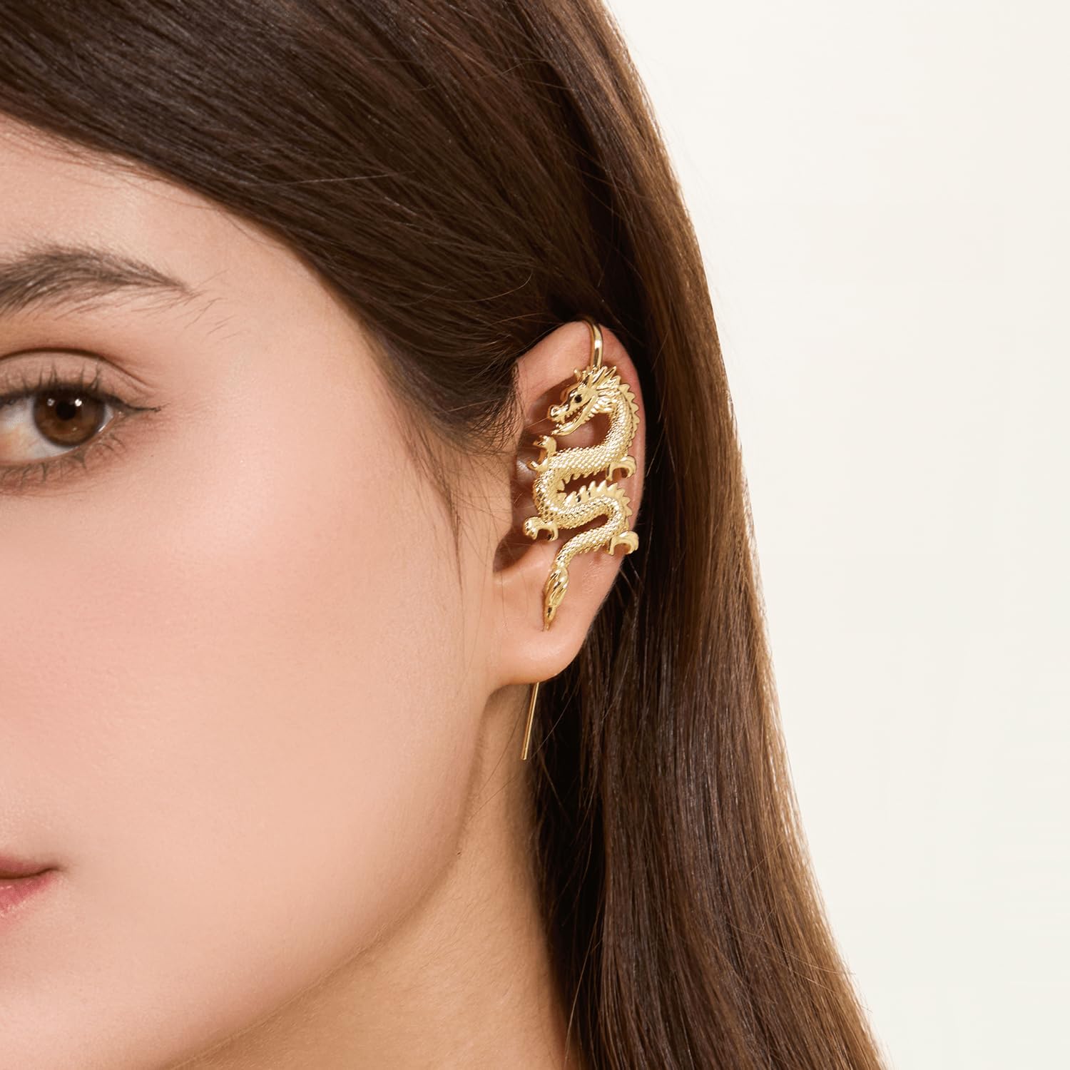 Tianlong Dragon Helix Hook Earrings – Adjustable, Hypoallergenic, Unisex Ear Cuff Style