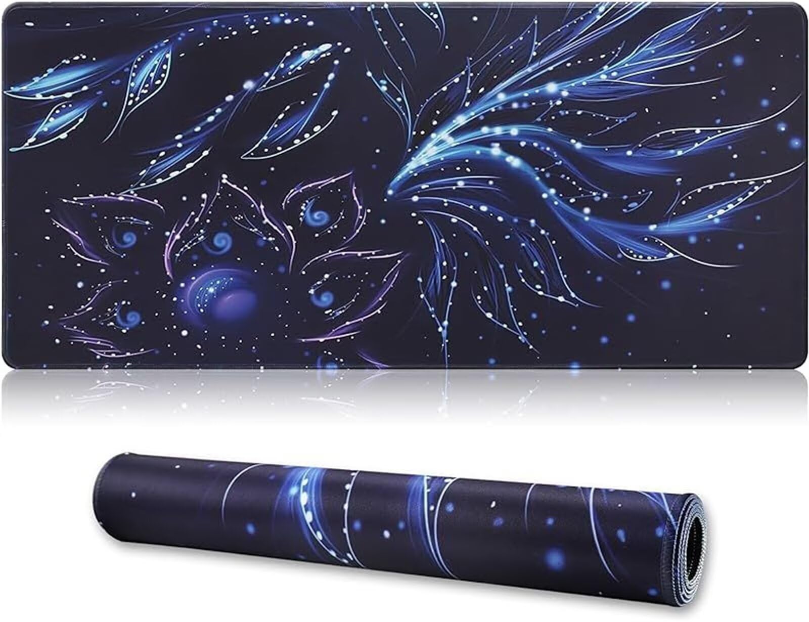 Tapis de Souris Gaming XXL 1000x500x2mm,Bleu Abstrait,Grand Tapis de Bureau Lavable Antidérapant à Bords Cousus,sous-Main pour Clavier et Souris Ordinateur PC Gamer