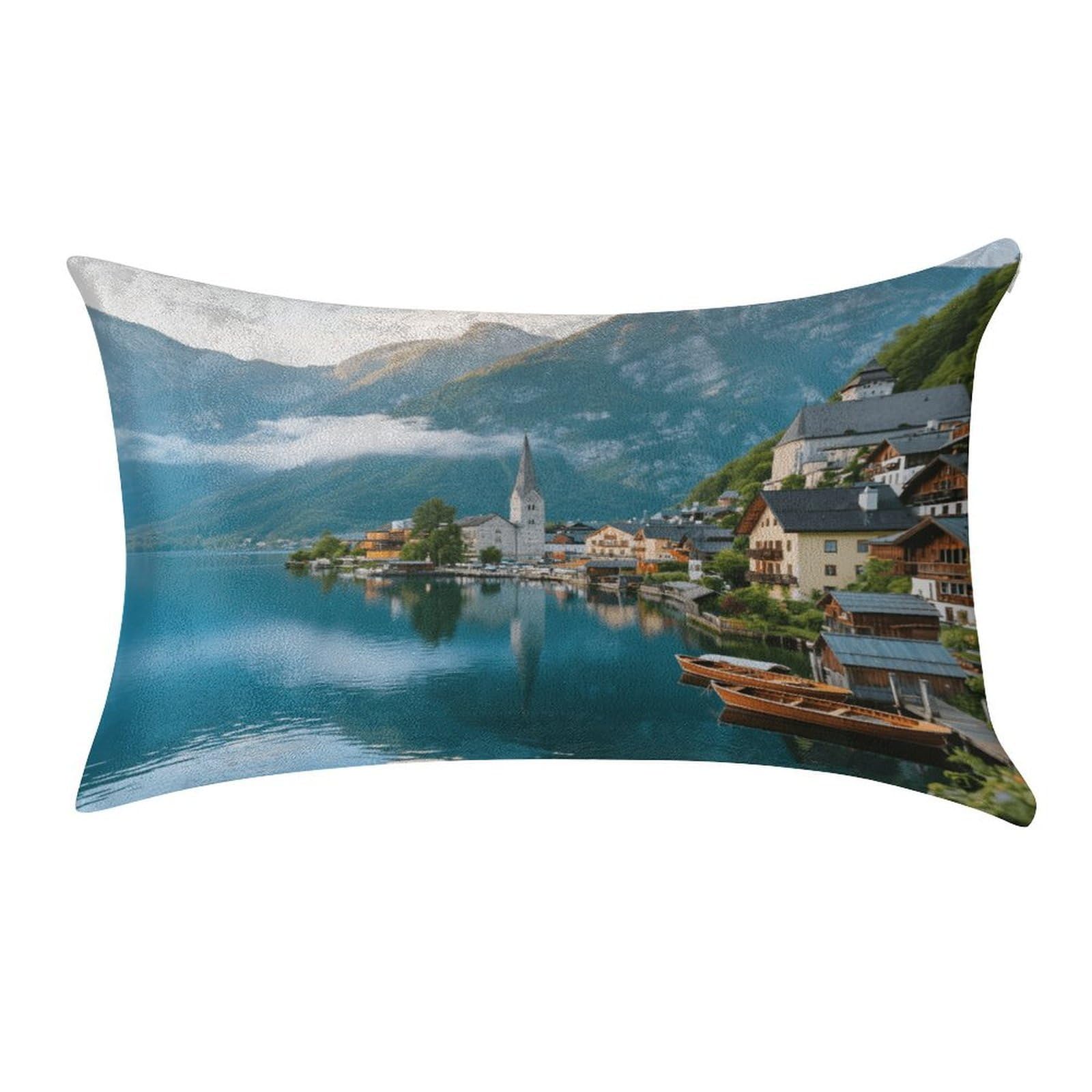 Fekiloot Style Hallstatt Lakeside Town Pillow Covers Home Decor Pillow Cases