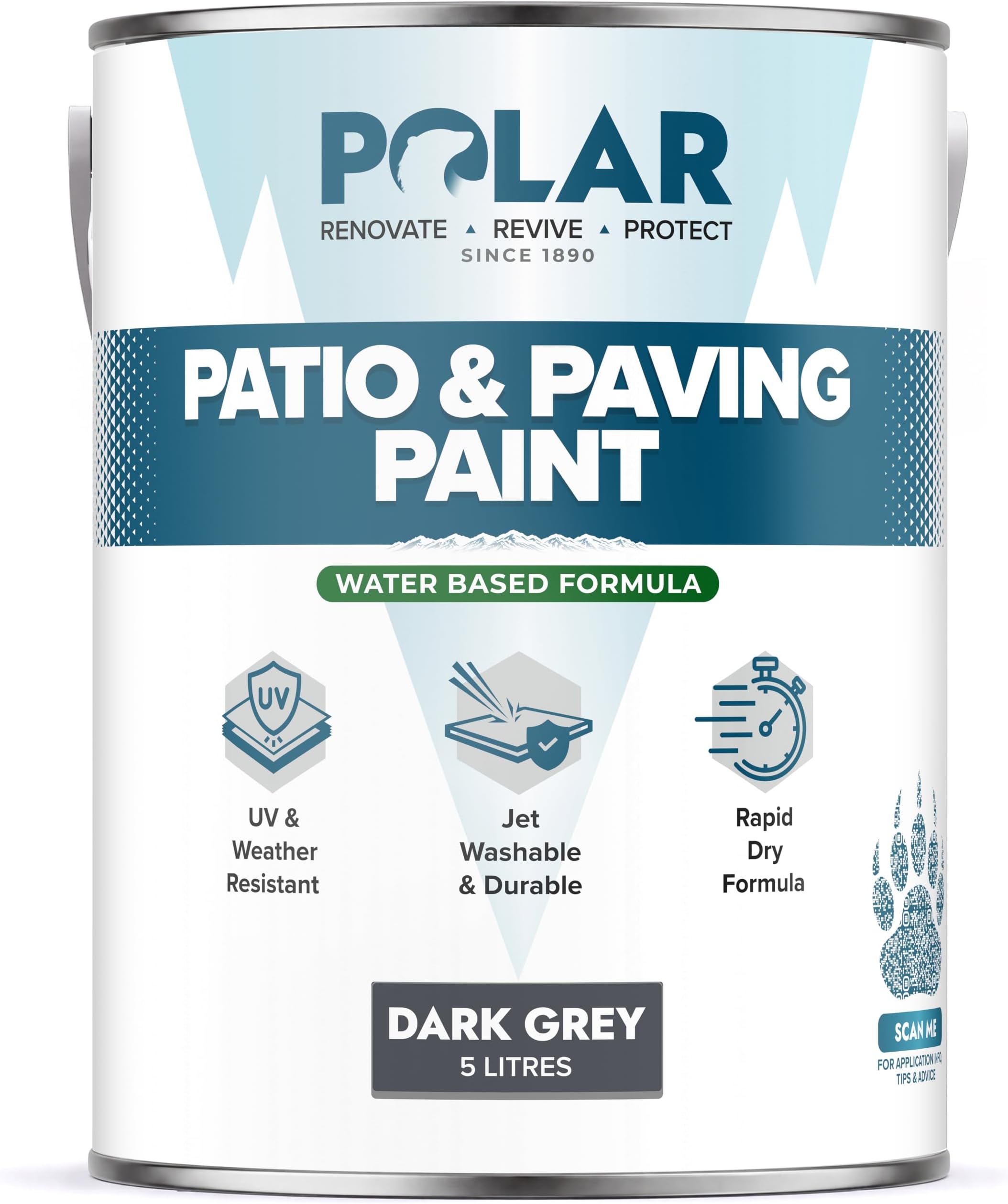 Polar Patio Paint - Outdoor Floor Paint - Dark Grey - 5L