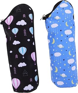 HEMOTON 2piezas Bolsas Térmicas para Biberones Bebés Portátiles con Asa para Cochecito Aislamiento De Leche Práctica Funda para Alimentación Viaje Mediano Azul y Blanco