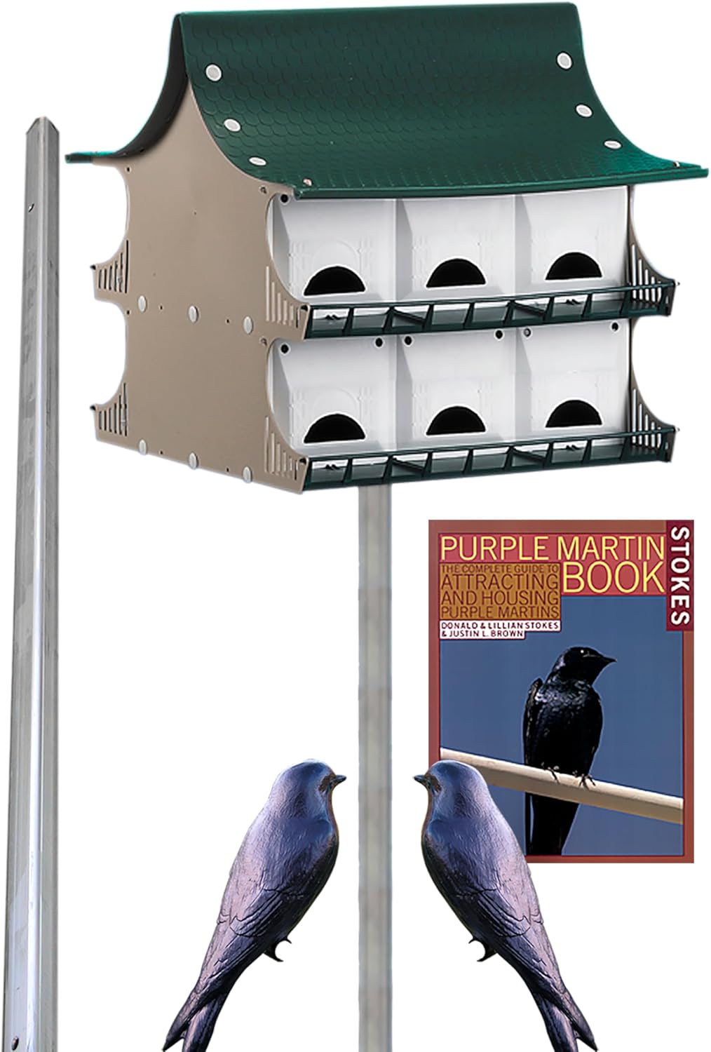 S&K 12 Room Purple Martin House Package - Complete Birdhouse Kit with Telescoping Pole, Decoys, and Guidebook