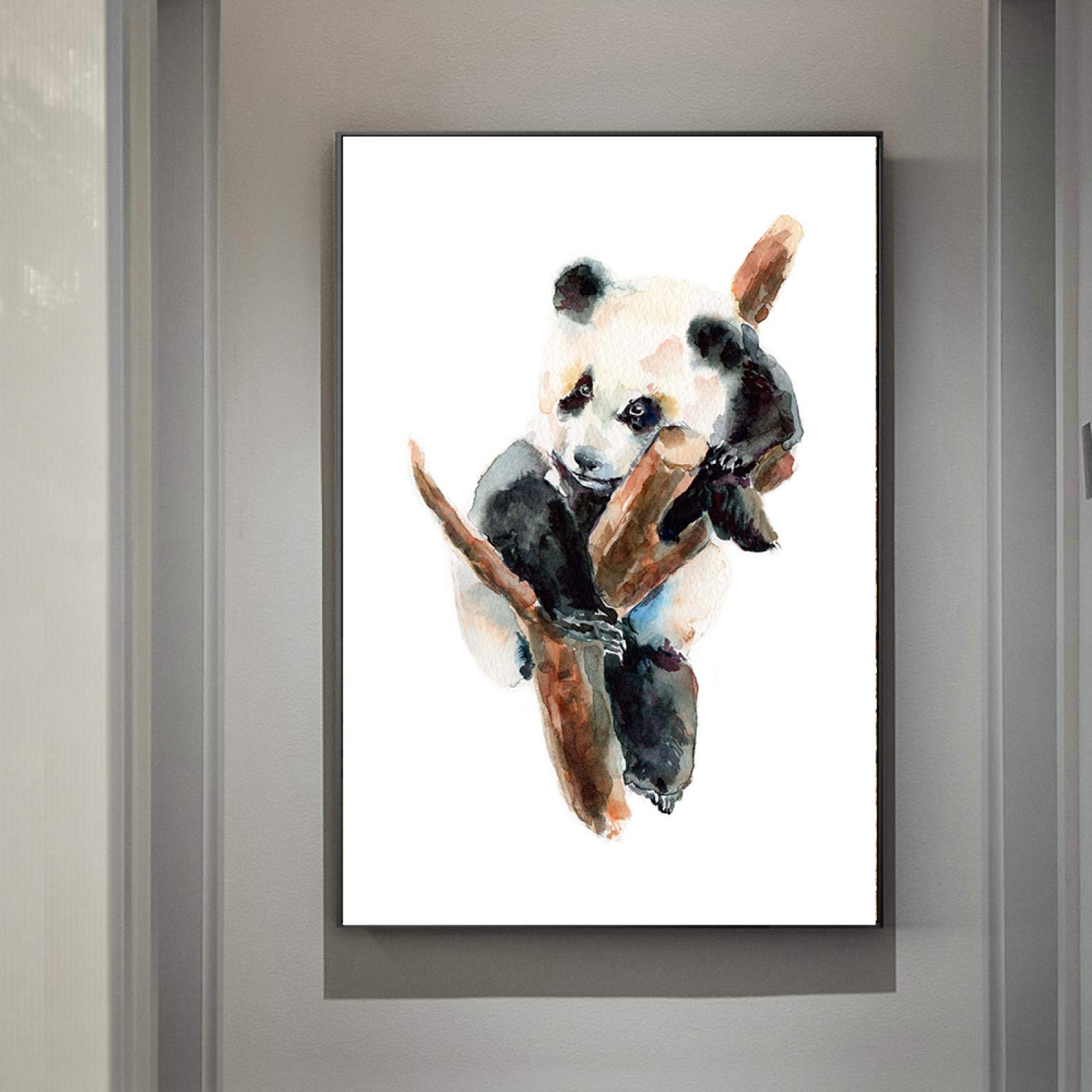 Belle Panda Wall Art Toile Peinture Noir Blanc Bande Dessinée Nordique Affiches Et Gravures Image Enfants Chambre De Bébé Chambre Décor 40x60cm Cadre Interne