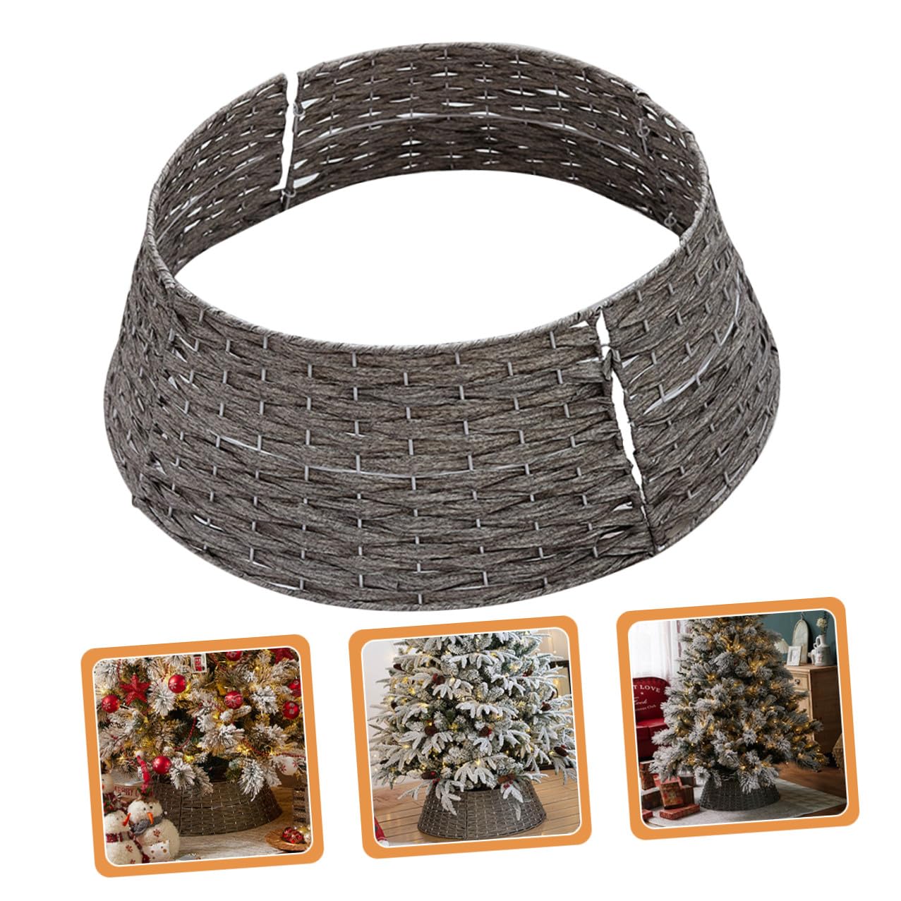Gonna per Albero di Natale Rustica Grigio Collare Decorativo per Base Albero Adatta per Interni ed Esterni Decorazioni Natalizie Chic per Casa e Locali
