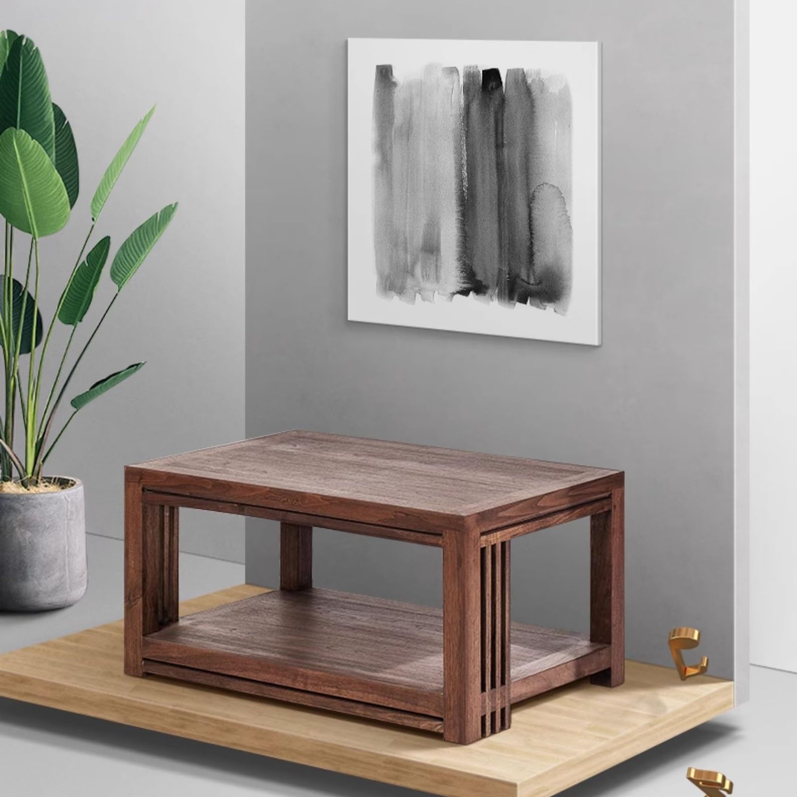 Moderner AV-Ständer aus Holz für TV und Plattenspieler, multifunktionales Unterhaltungsregal für Wohnzimmer und Spielzimmer, stilvolle Aufbewahrungslösung (80 x 68 cm)