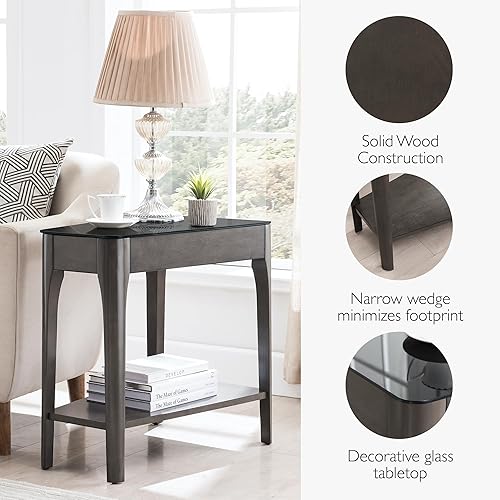 Miniatura 40 de Leick Home 10074-DS - Mesa auxiliar reclinable con plataforma con estante, color arena del desierto Arenas del desierto,Negro -,Gris,Roble de